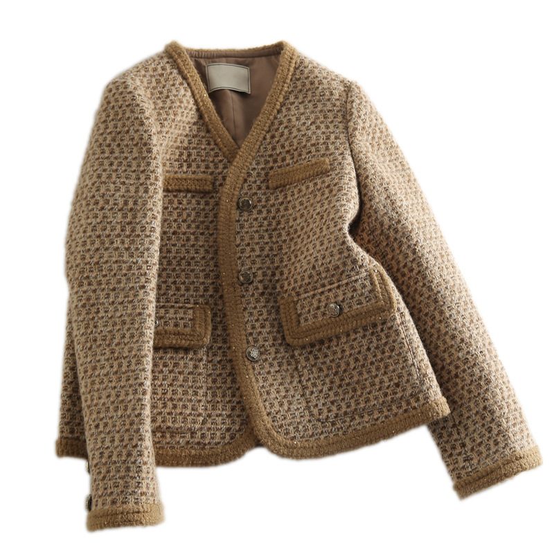 Dame Ull Kåpe Er Retro High-end Løs Kort Topp