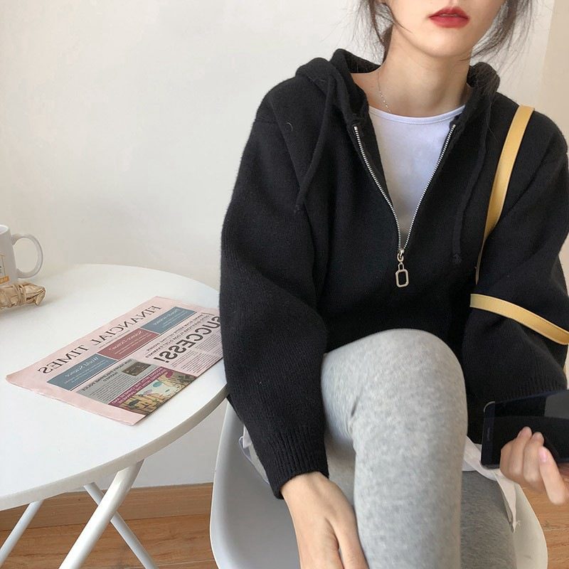 Hettestrikkjakke Dame Løsgenser Cropped Knit