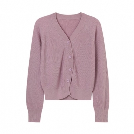 Irregular Knit Cardigan For Kvinner 2024 Langermet V-hals Genser