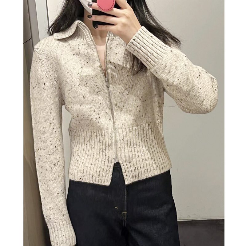Slim Fit Cropped Wool Jacket Dame Beige 2024 Casual Topper