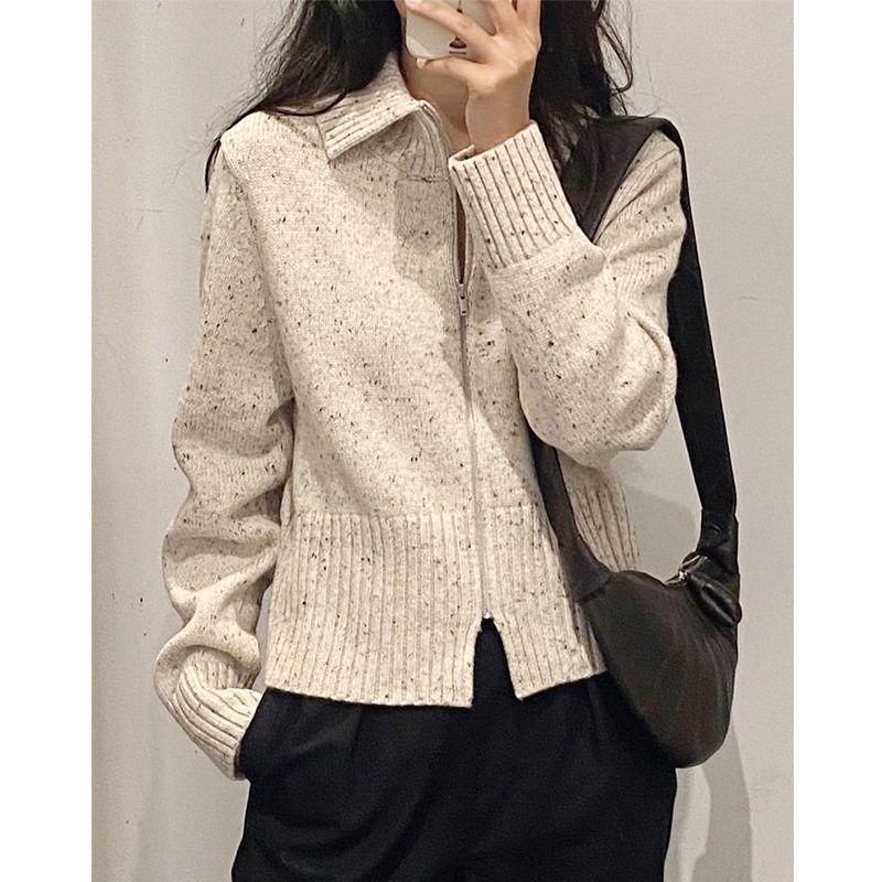 Slim Fit Cropped Wool Jacket Dame Beige 2024 Casual Topper