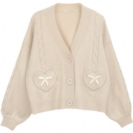 Tredimensjonal Cardigan Genserjakke Dame Sweet Knitting