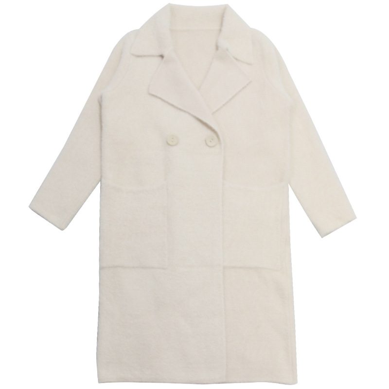Ny Dame Topp Frakk Mellomlang High-end Genser Cardigan Løs Trendy