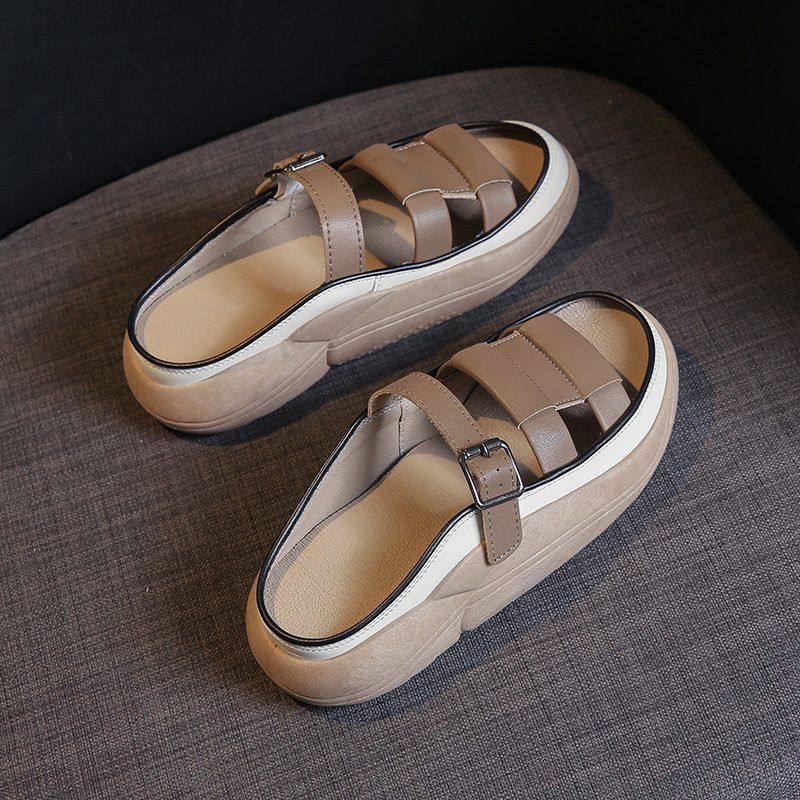 2024 Sommer Nye Slip-on Sandaler Kvinners Plattformsandaler Tøfler Retro Casual Strandsko