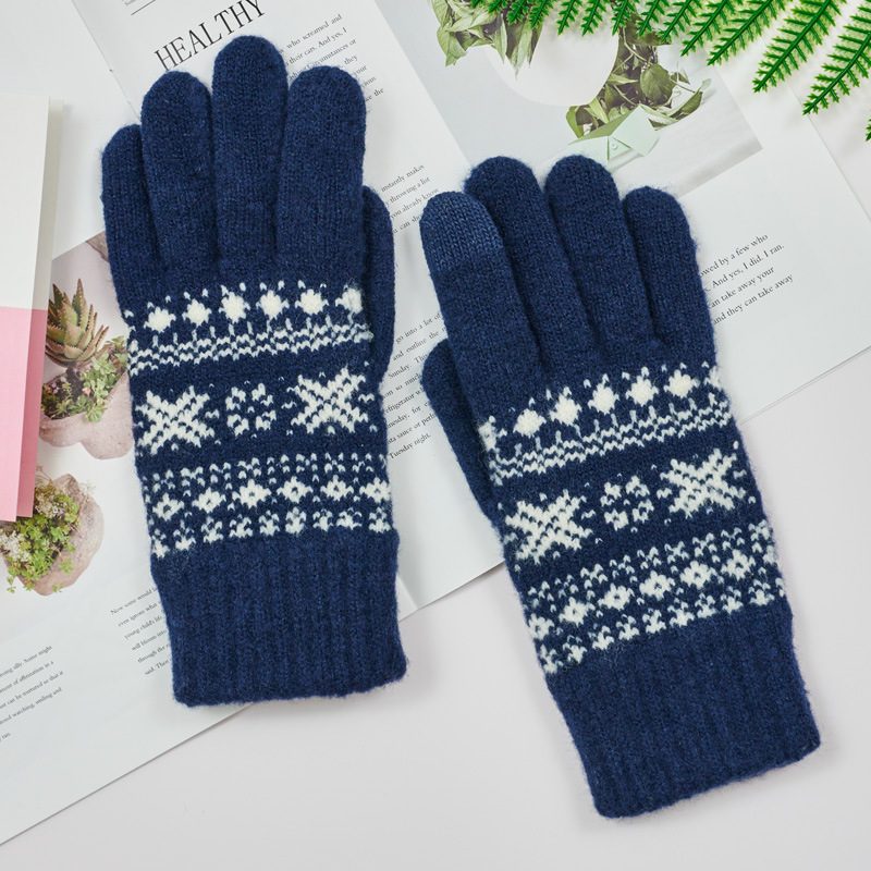 Varme Hansker For Kvinner Søte Snowflake Jacquard Touchscreen-hansker Vinter Nye Strikkede Kaldsikre Ridehansker