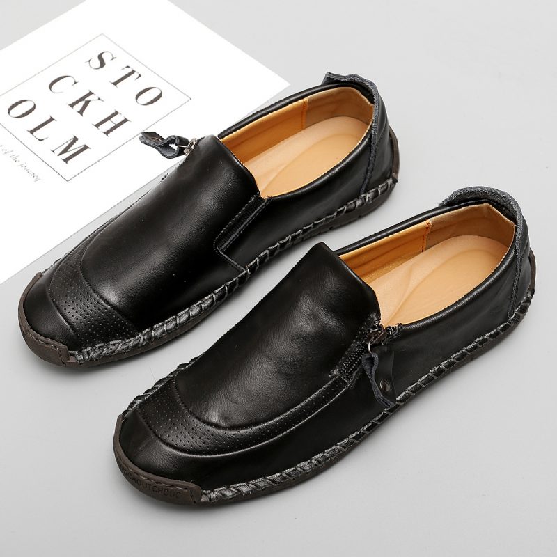 2024 Stor Størrelse Casual Doudou Sko Håndlagde Ekte Sko Sideglidelås Herre Business Dress Sko Loafers