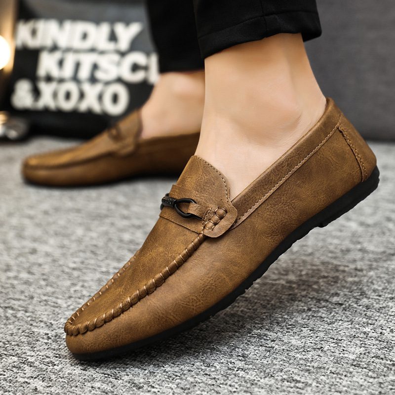 2024 Vårnye Doudou Sko Herre Slip-on Pustende Kjøre Fritidskjole Sko Myk Såle