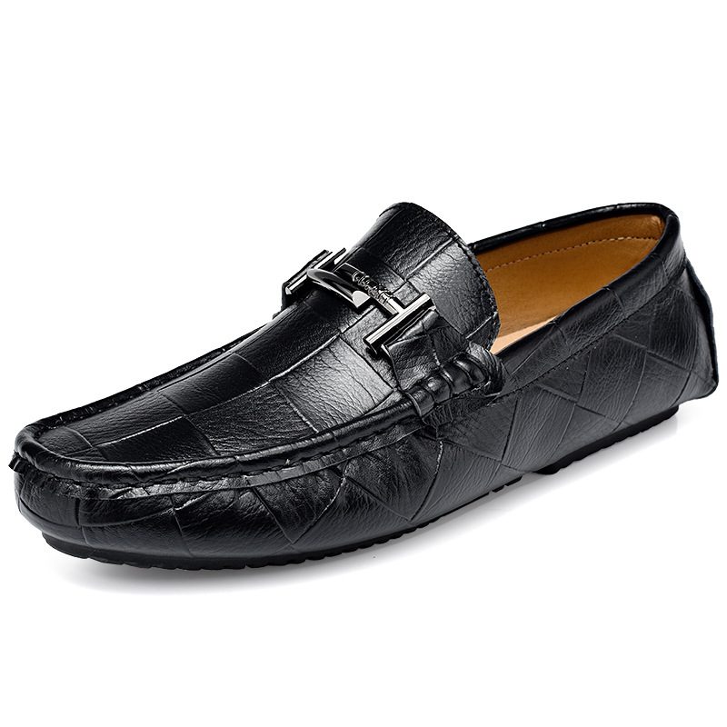 Doudou Sko Menns Skinn Menn Fritidsklær Sko Kuskinn Mykt Myk Bunn Slip-on Kjøresko