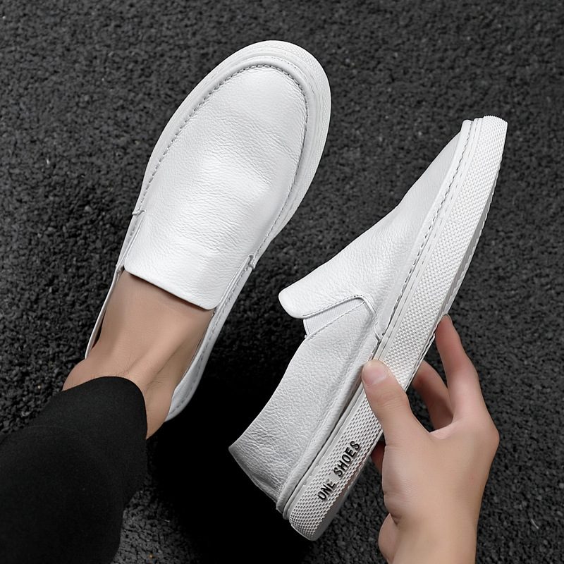 Ekte Skinn Herre 2024 Ny Høst Og Vinter Slip-on Uformelle Sneakers Loafers Trend
