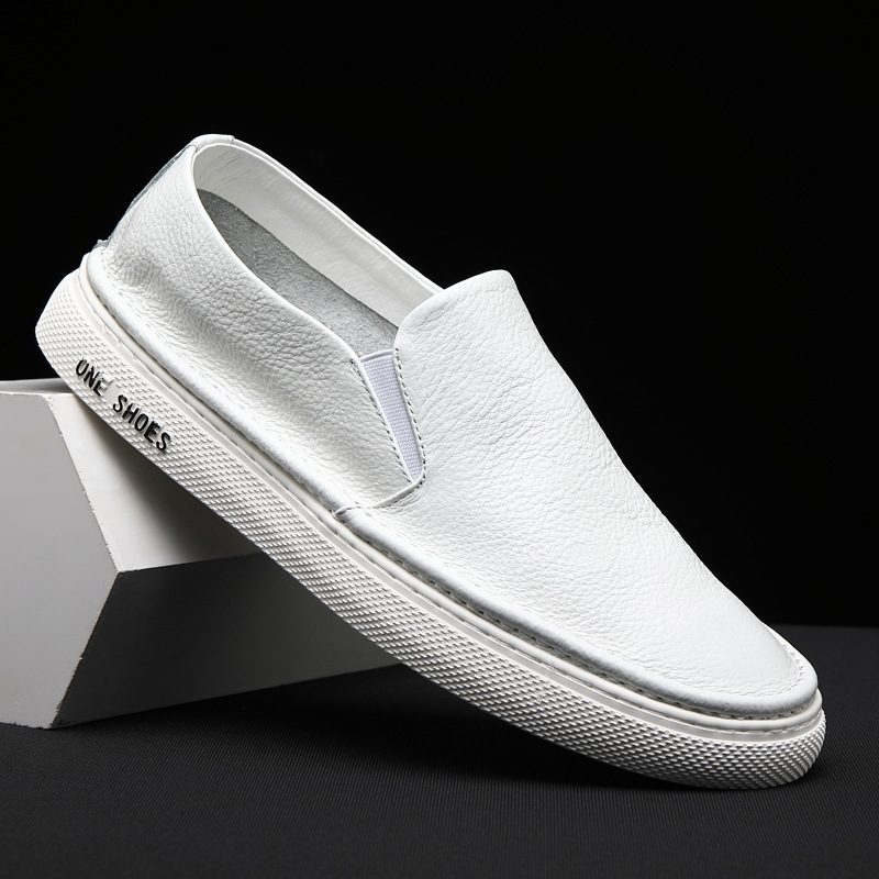 Ekte Skinn Herre 2024 Ny Høst Og Vinter Slip-on Uformelle Sneakers Loafers Trend