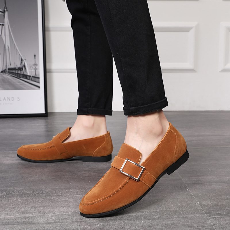 Herre Vårsko Kjole Sko Ekte Skinn Slip-on Herresko Trendy Sko Menn Semsket Erter Sko Sko Herremodeller