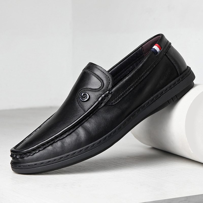 Kuskinn Nye Hvite Erter Sko Herre Slip-on Fritidssko Skinn Myk Overflate Sko Loafers