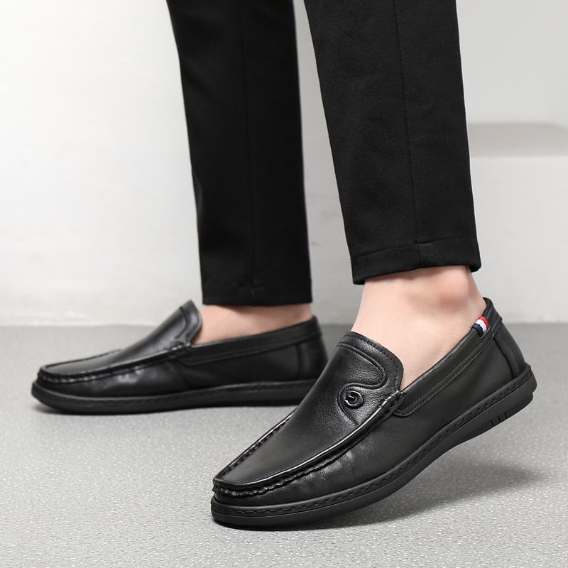 Kuskinn Nye Hvite Erter Sko Herre Slip-on Fritidssko Skinn Myk Overflate Sko Loafers