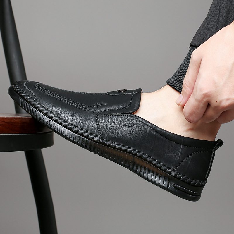 Nye Herresko I Mykt Skinn For Herre Fritidssko Slip-on Kjøresko For Menn