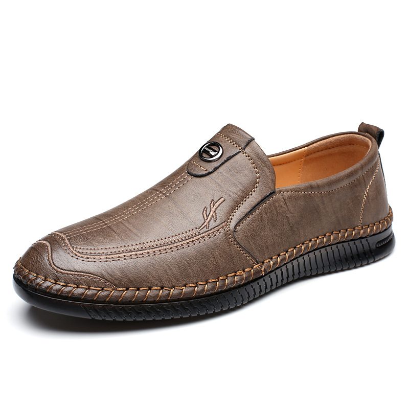 Nye Herresko I Mykt Skinn For Herre Fritidssko Slip-on Kjøresko For Menn
