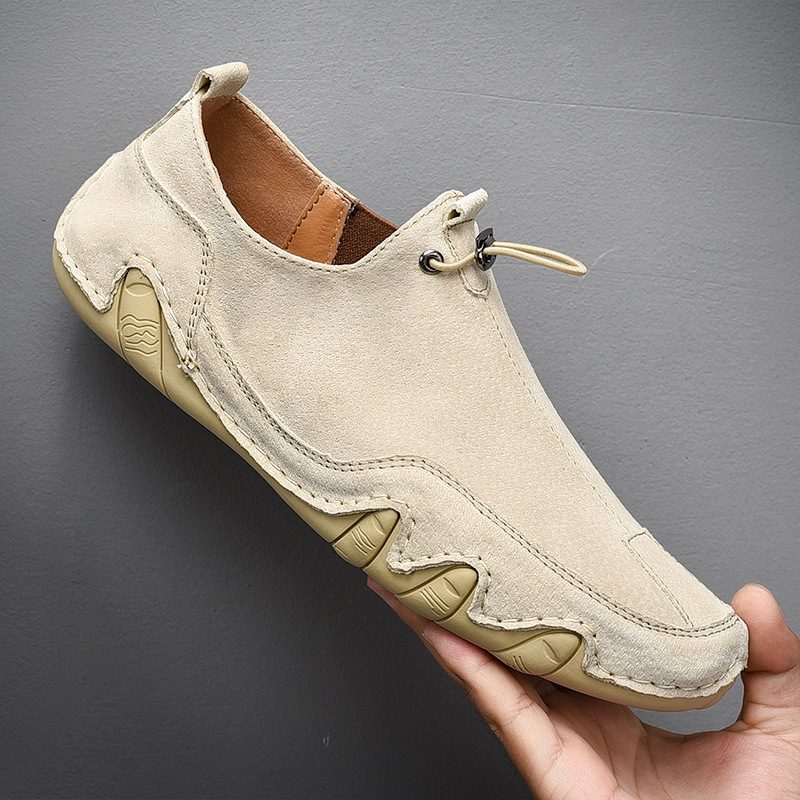 Shield Ram Large Size Menns Kjole Sko Ekte Skinn Myk Bunn Casual Peas Sko Kjøresko Slip On