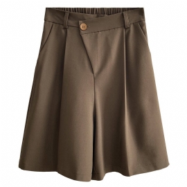 Casual Dressshorts Dame Tynnseksjon Høy Midje Brede Ben Fem Poeng