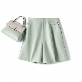 Dame Dress Shorts Løs Brede Ben Høy Midje Rett Mote Casual
