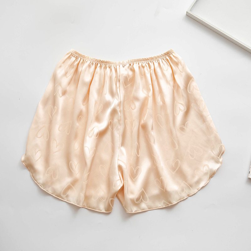 Damemote Jacquard Satin Shorts Løse Tynne Hjemmebukser