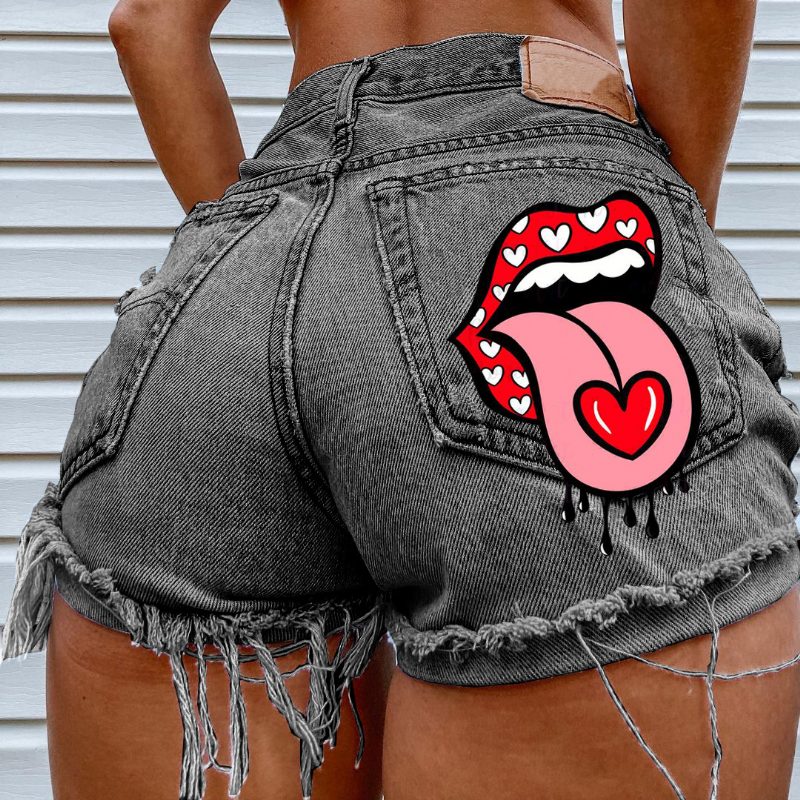 Denim Shorts Damer Ripped Fashion Four Seasons Street