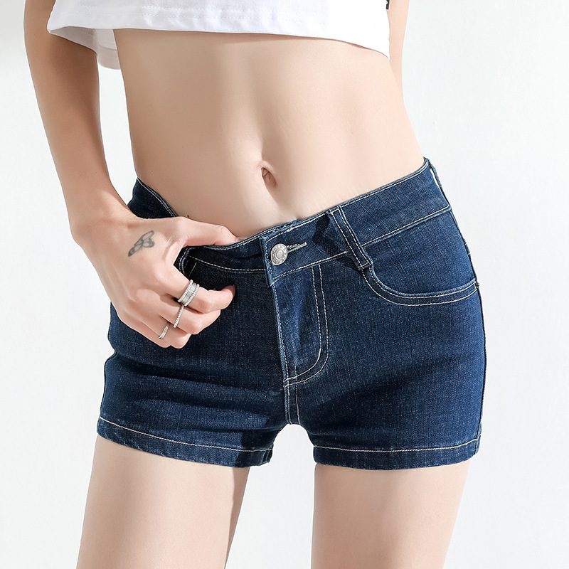 Kvinners Lavvekst Jeans Stretch Light Shorts Slim Fit Hot Pants
