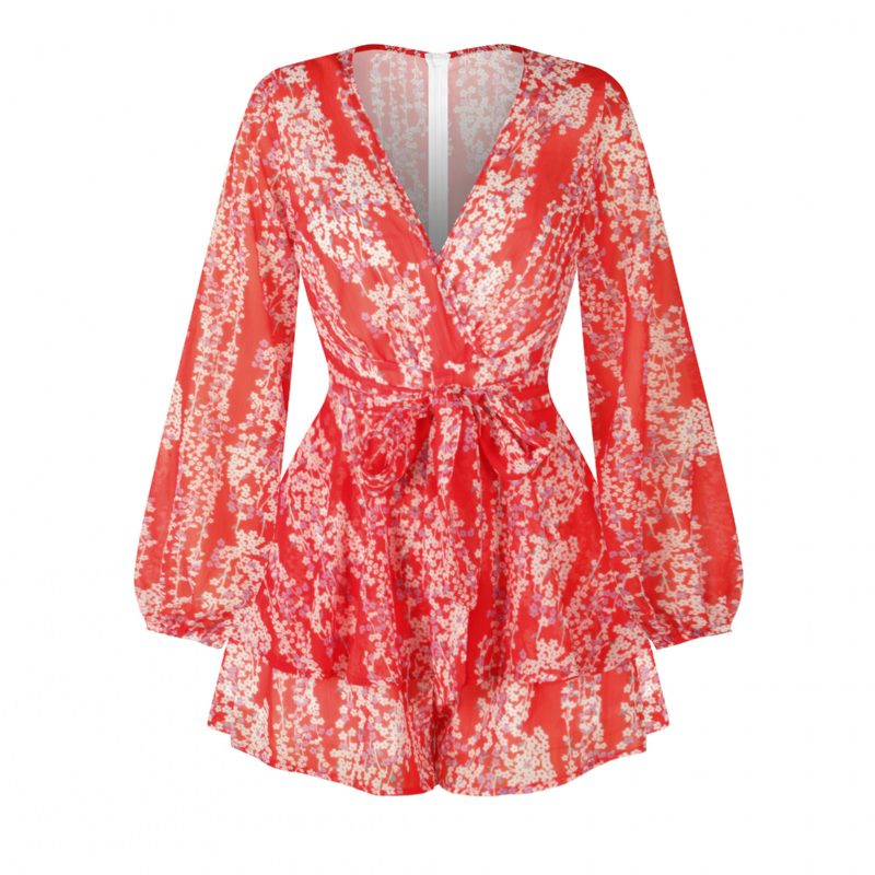Shorts For Kvinner Floral Temperament Jumpsuit Mote Ruffles Løs