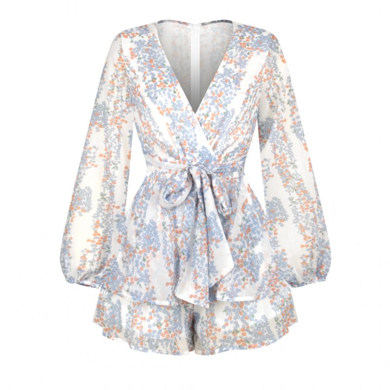 Shorts For Kvinner Floral Temperament Jumpsuit Mote Ruffles Løs