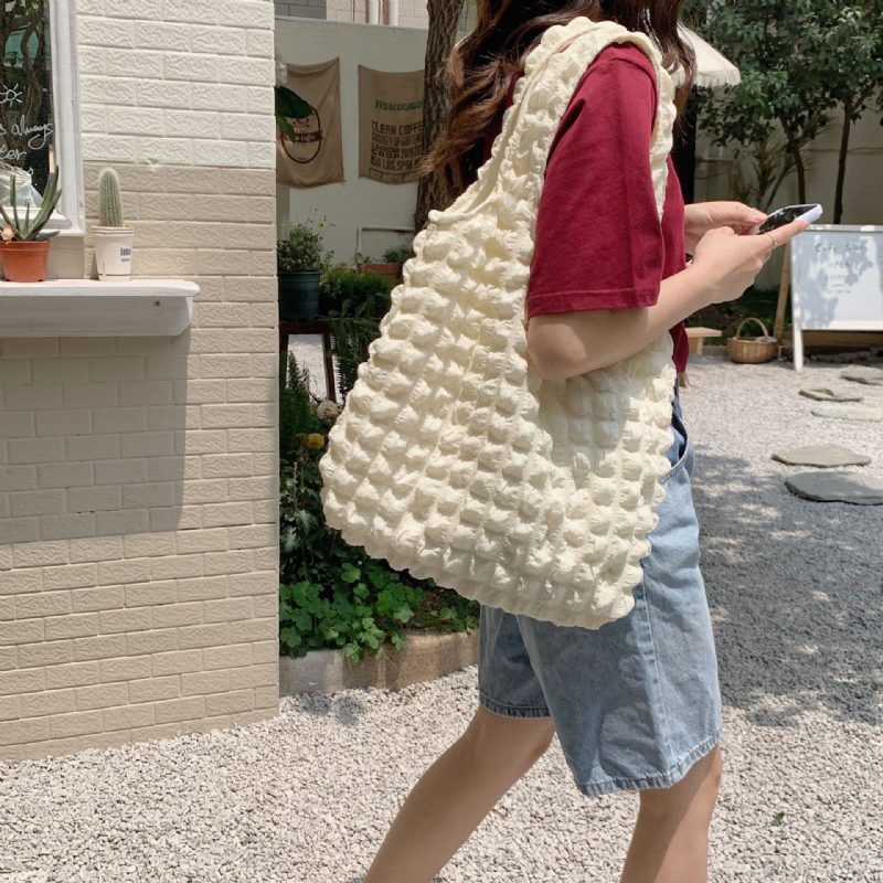 2522 Western Style Cloud Bubble Flower Skulderveske Ny Vest Bag Kvinnelig Student Håndveske Lerretsveske