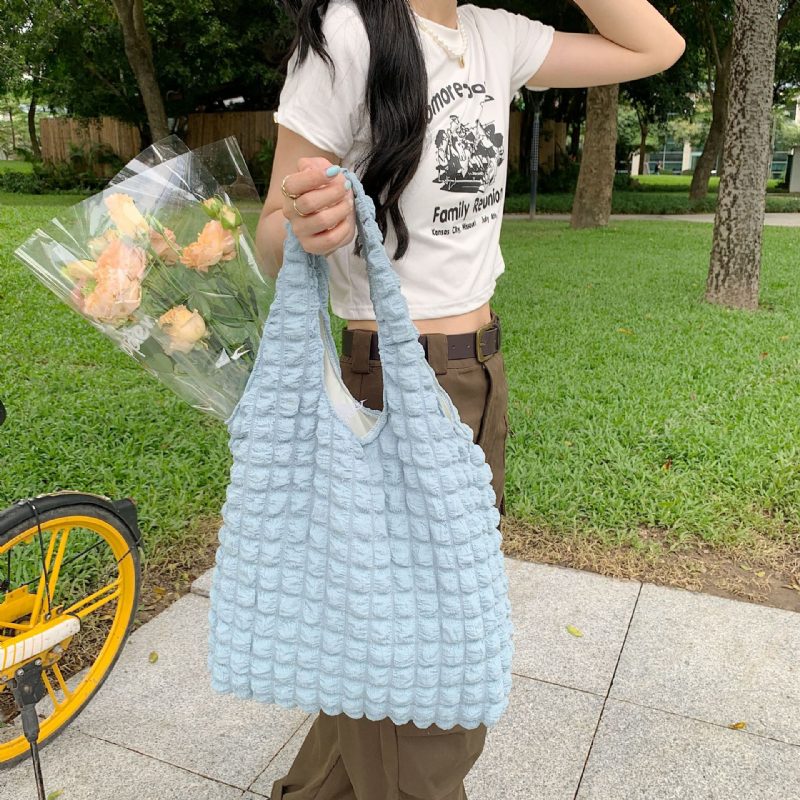 2522 Western Style Cloud Bubble Flower Skulderveske Ny Vest Bag Kvinnelig Student Håndveske Lerretsveske