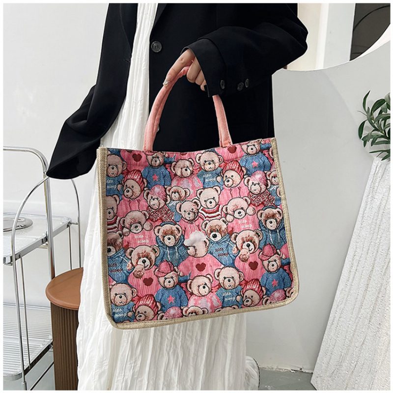 Bag Girl 2024 Spring New Fashion Dame Håndveske Stor Kapasitet Trykt Student Skulderveske