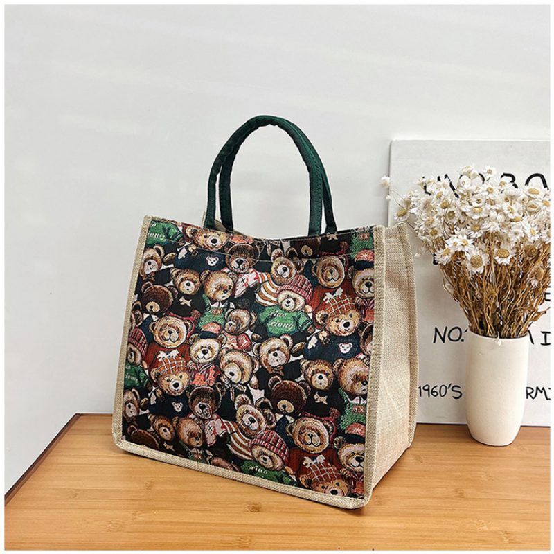 Bag Girl 2024 Spring New Fashion Dame Håndveske Stor Kapasitet Trykt Student Skulderveske