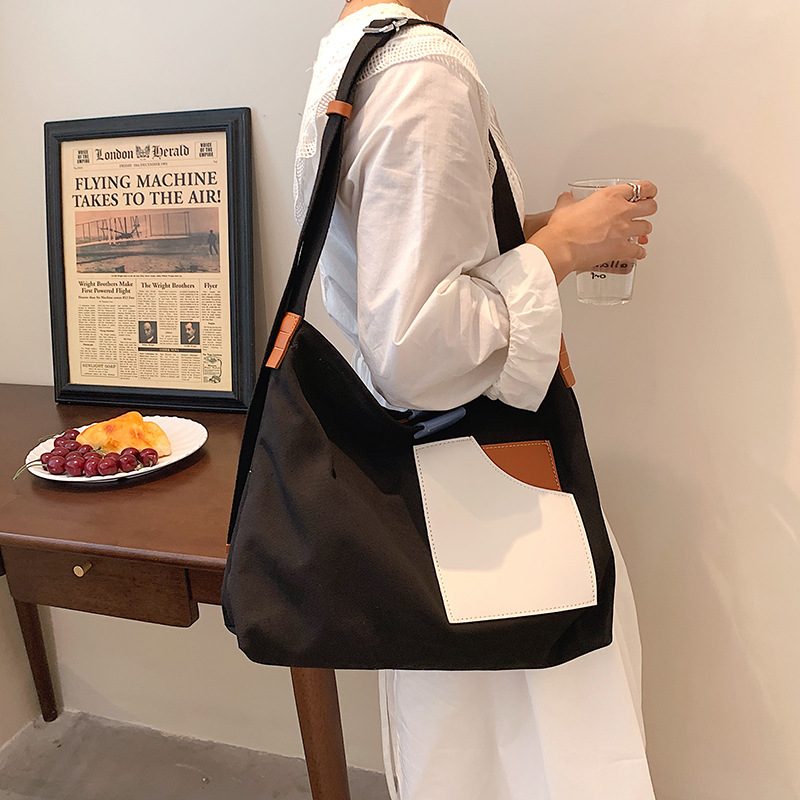 Design Søm Canvas Dame Skulderveske Håndtak Casual Messenger Bag
