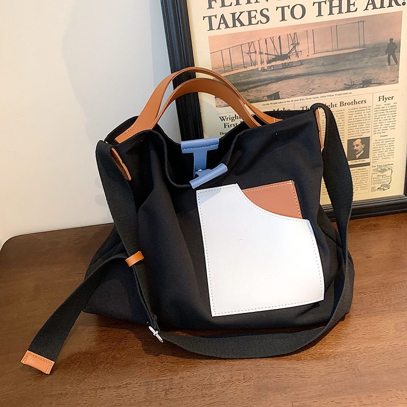 Design Søm Canvas Dame Skulderveske Håndtak Casual Messenger Bag