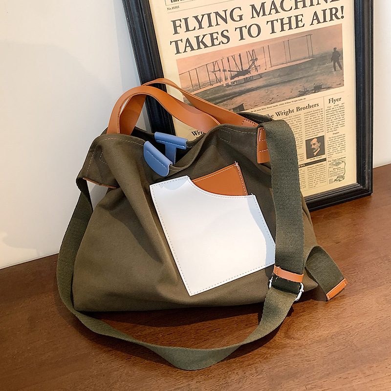 Design Søm Canvas Dame Skulderveske Håndtak Casual Messenger Bag