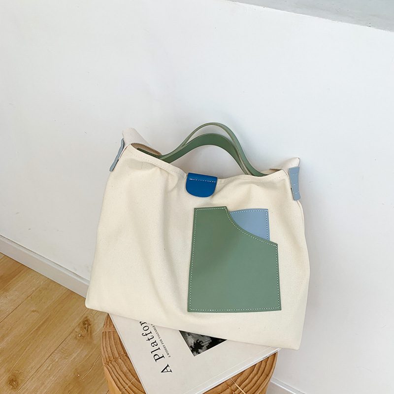 Design Søm Canvas Dame Skulderveske Håndtak Casual Messenger Bag
