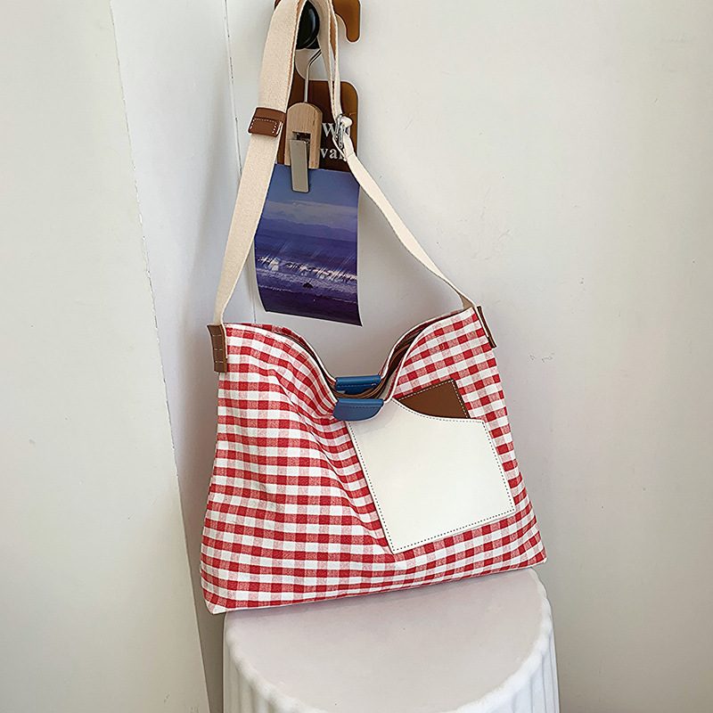 Design Søm Canvas Dame Skulderveske Håndtak Casual Messenger Bag