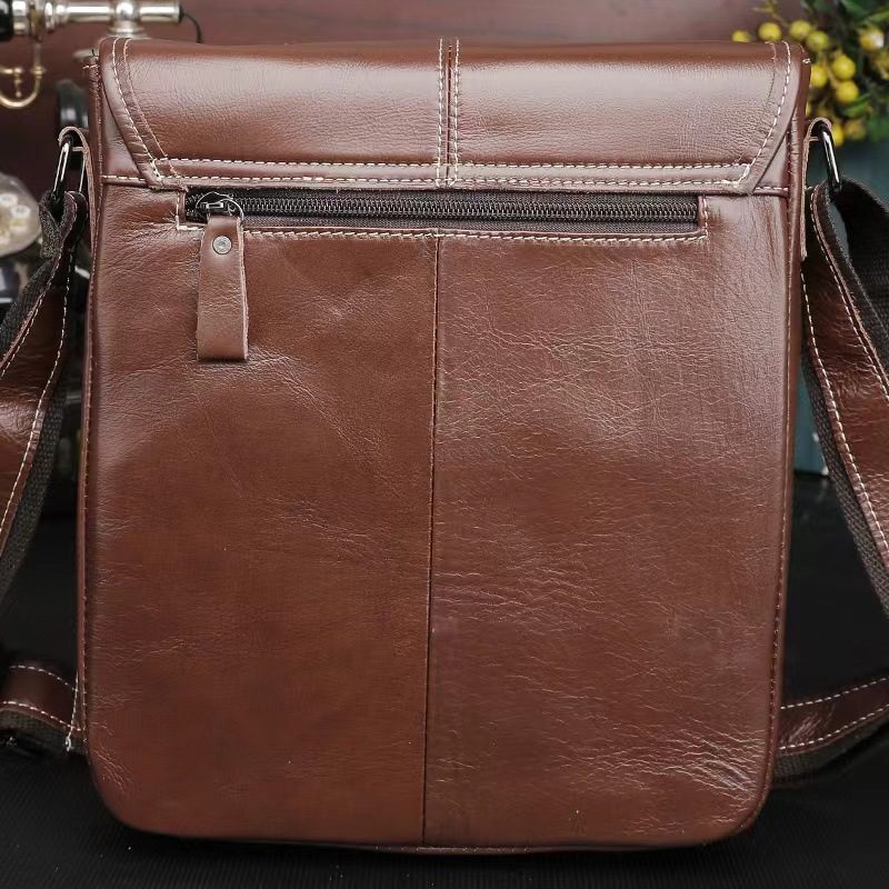 Kuskinn Skulderveske For Menn Messenger Bag Herreveske Ekte Skinn Casual Bag Mote