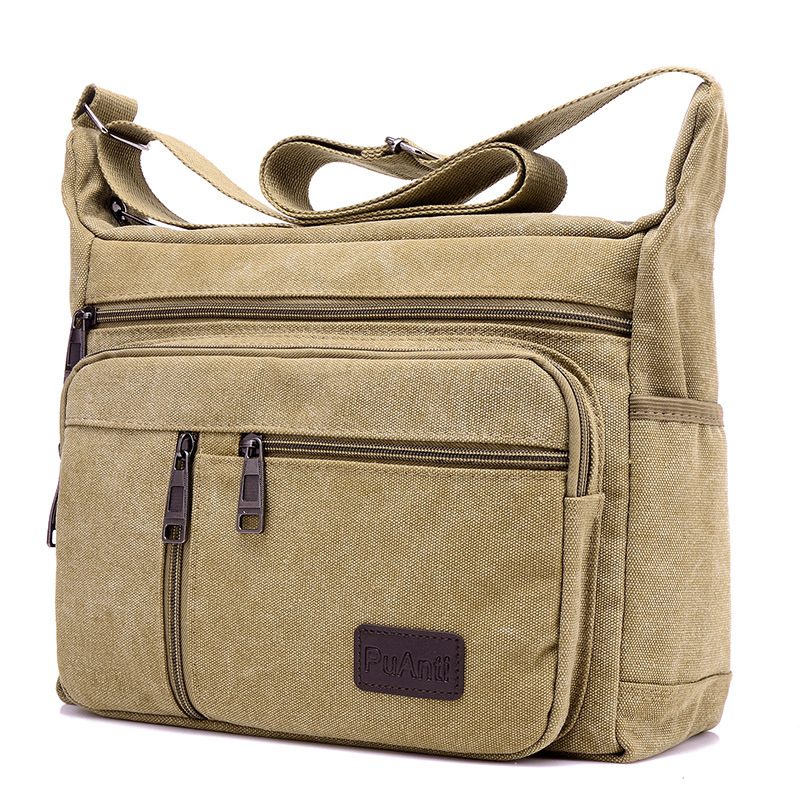 Ny Herre Lerretsveske One Shoulder Diagonal Bag Outdoor Leisure Retro Business Herreveske Big Bag