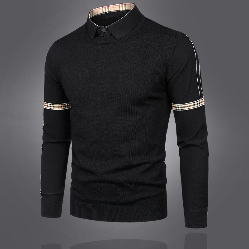 2024 Slim Fit Genser For Menn Falsk Todelt Skjorte Med Krage