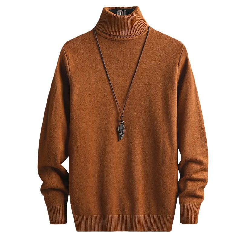 Genser Herre Ensfarge Turned Turtleneck Strikket Pullover Lange Ermer