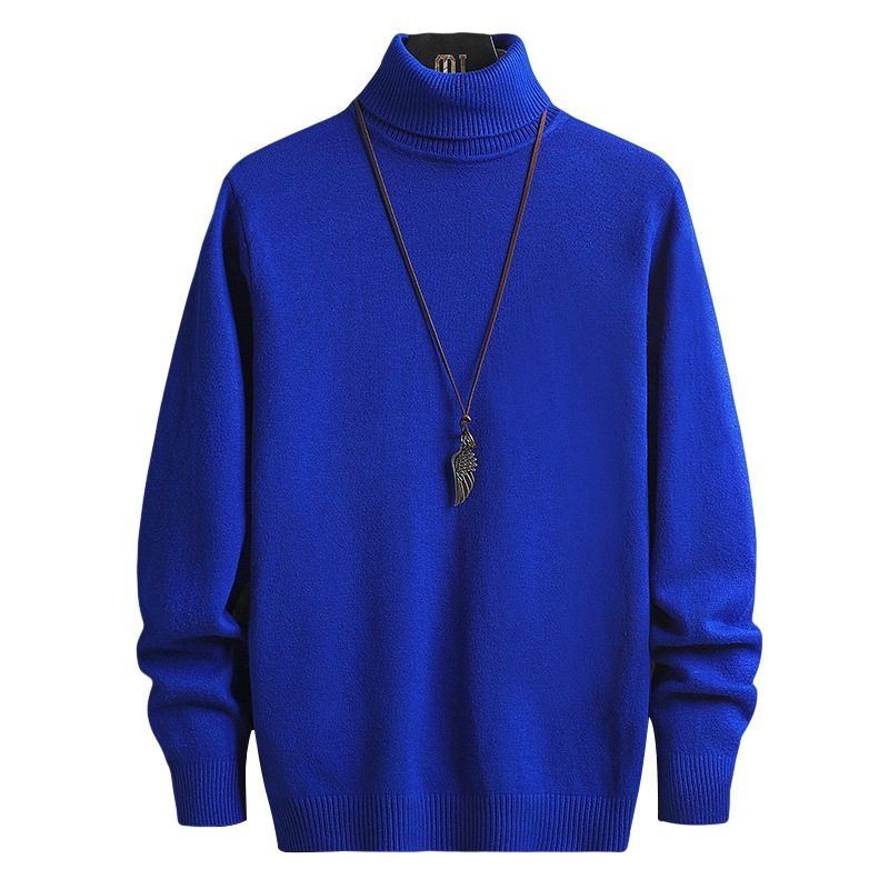 Genser Herre Ensfarge Turned Turtleneck Strikket Pullover Lange Ermer