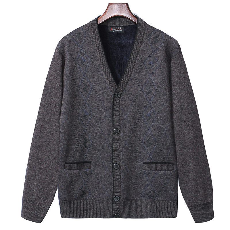 Herregenser Cardigan Tykk Strikk Yttertøy Motejakke Varm Trend