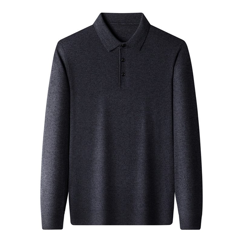 Lapels Slim Fit Herregensere Uformell Ensfarget Lange Ermer