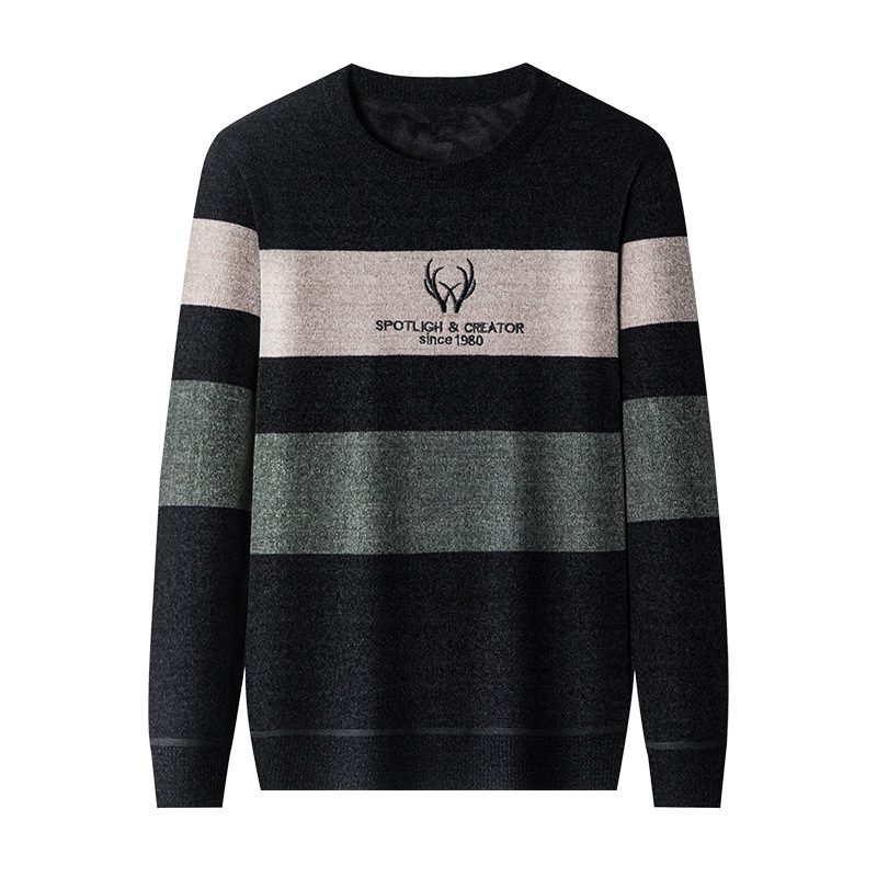 Rundhalset Genser For Menn Pluss Tykk Fleece-genser Til Hverdags