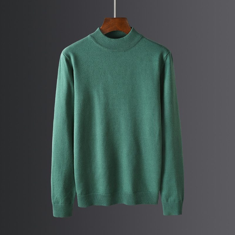 Strikkevarer For Menn Langermet Halv Turtleneck Ensfarget Tykke Topper