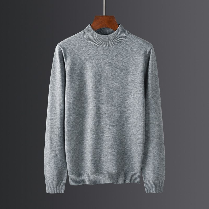 Strikkevarer For Menn Langermet Halv Turtleneck Ensfarget Tykke Topper