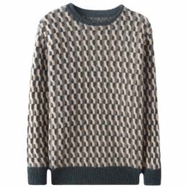Strikkevarer For Menn Med Rund Hals Diamond Jacquard Strikket Genser Casual Business