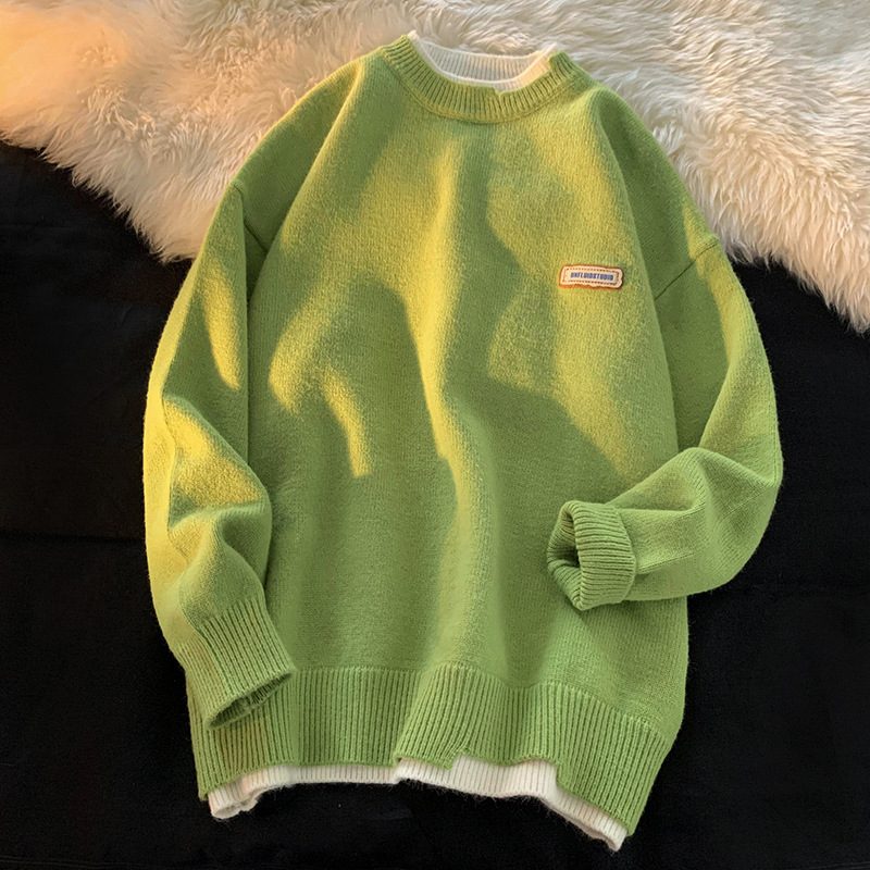 Trend Fake Two Piece Genser Herre Strikkevarer Vintage