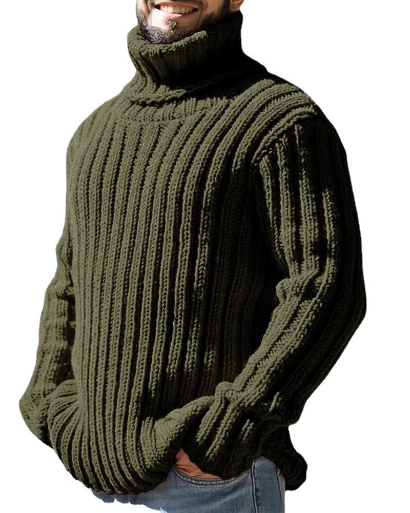 Turtleneck Herre Ensfarge Slim Fit Strikketopper 2024 Mote