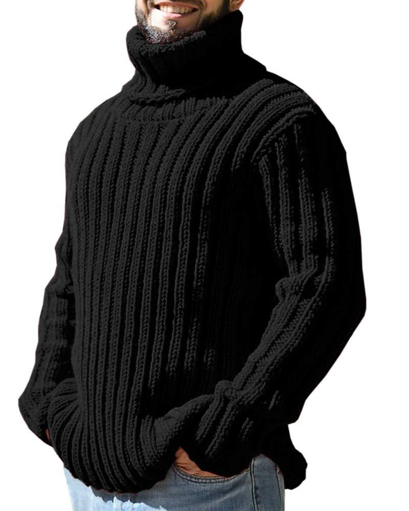 Turtleneck Herre Ensfarge Slim Fit Strikketopper 2024 Mote